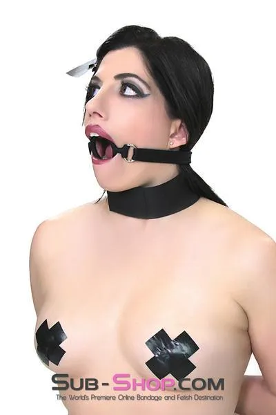 0806M-SIS      Sissy Slave Minx Sissy Submissive Locking 2" Wide Black Silicone Comfort Ring Gag