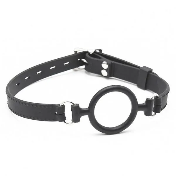 0806M-SIS      Sissy Slave Minx Sissy Submissive Locking 2" Wide Black Silicone Comfort Ring Gag
