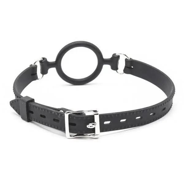 0806M-SIS      Sissy Slave Minx Sissy Submissive Locking 2" Wide Black Silicone Comfort Ring Gag