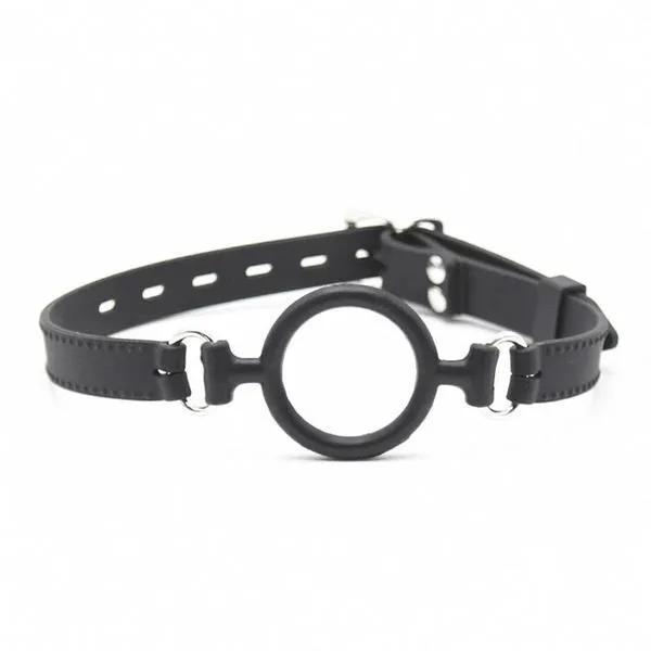 0806M-SIS      Sissy Slave Minx Sissy Submissive Locking 2" Wide Black Silicone Comfort Ring Gag