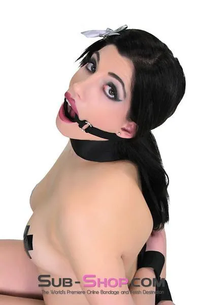 0806M-SIS      Sissy Slave Minx Sissy Submissive Locking 2" Wide Black Silicone Comfort Ring Gag