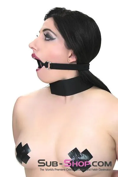 0806M-SIS      Sissy Slave Minx Sissy Submissive Locking 2" Wide Black Silicone Comfort Ring Gag