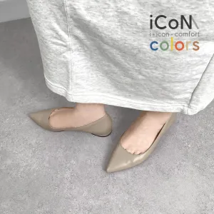10% OFF: 2024SS: iCoN COLORS: Pointed Toe Smooth Flat Shoes (C20143) Greige