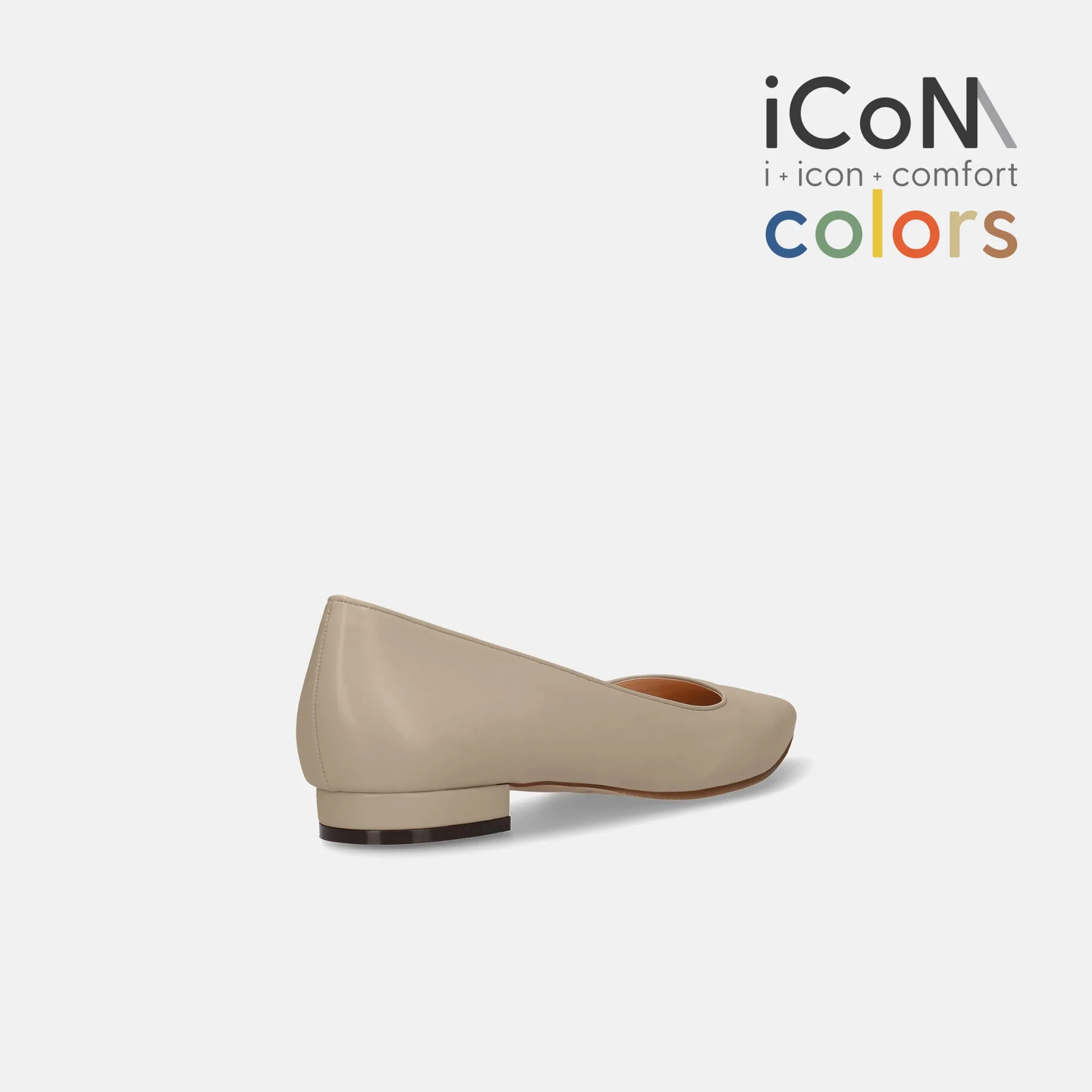 10% OFF: 2024SS: iCoN COLORS: Pointed Toe Smooth Flat Shoes (C20143) Greige