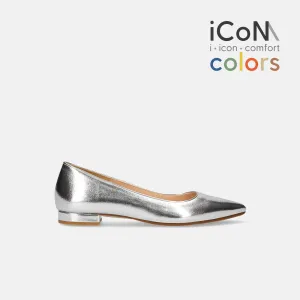 10% OFF: 2024SS: iCoN COLORS: Pointed Toe Smooth Flat Shoes (C20143) Silver
