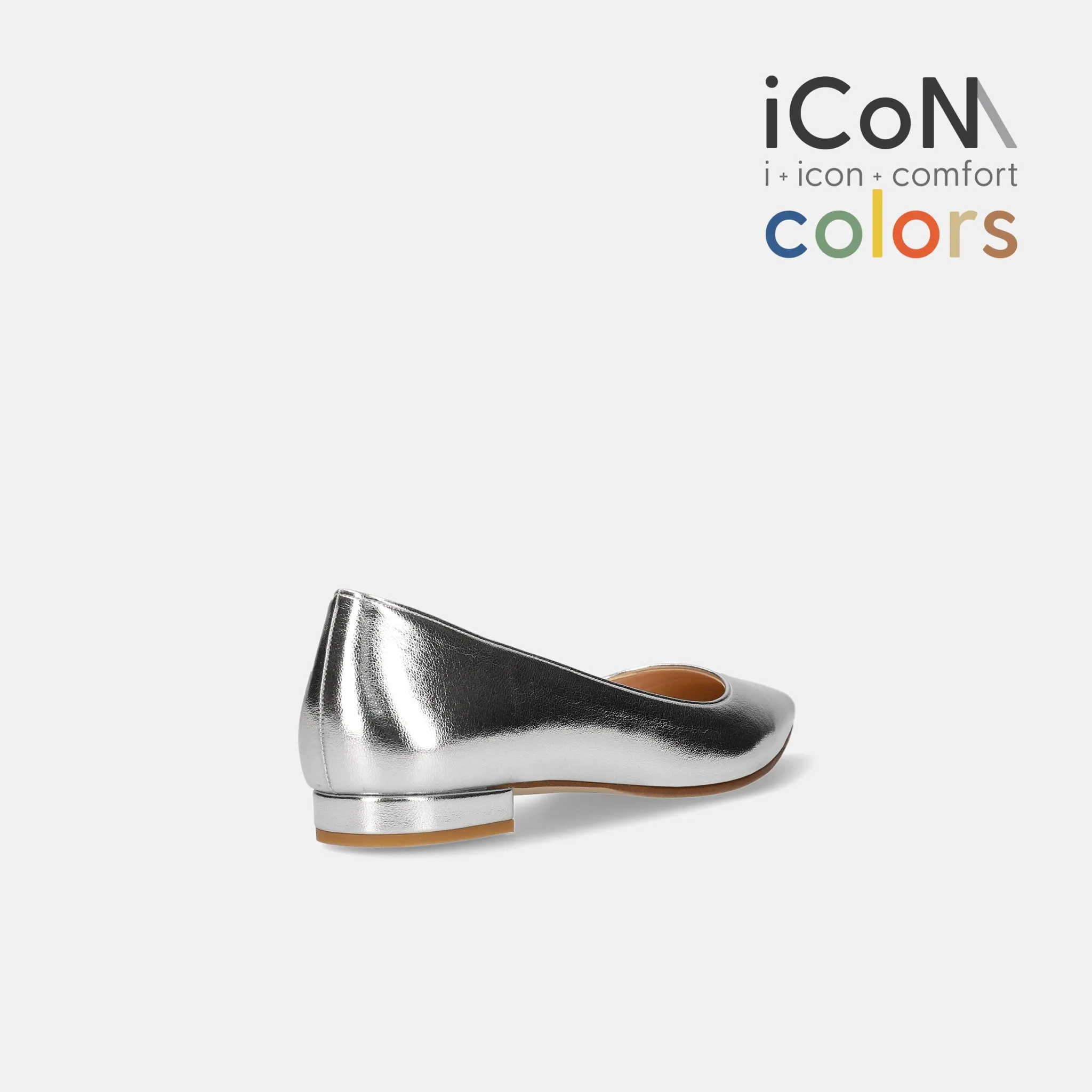 10% OFF: 2024SS: iCoN COLORS: Pointed Toe Smooth Flat Shoes (C20143) Silver