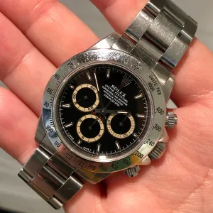 1995 Rolex Daytona Zenith 16520 Patrizzi Black Dial Steel Automatic Chronograph Wristwatch