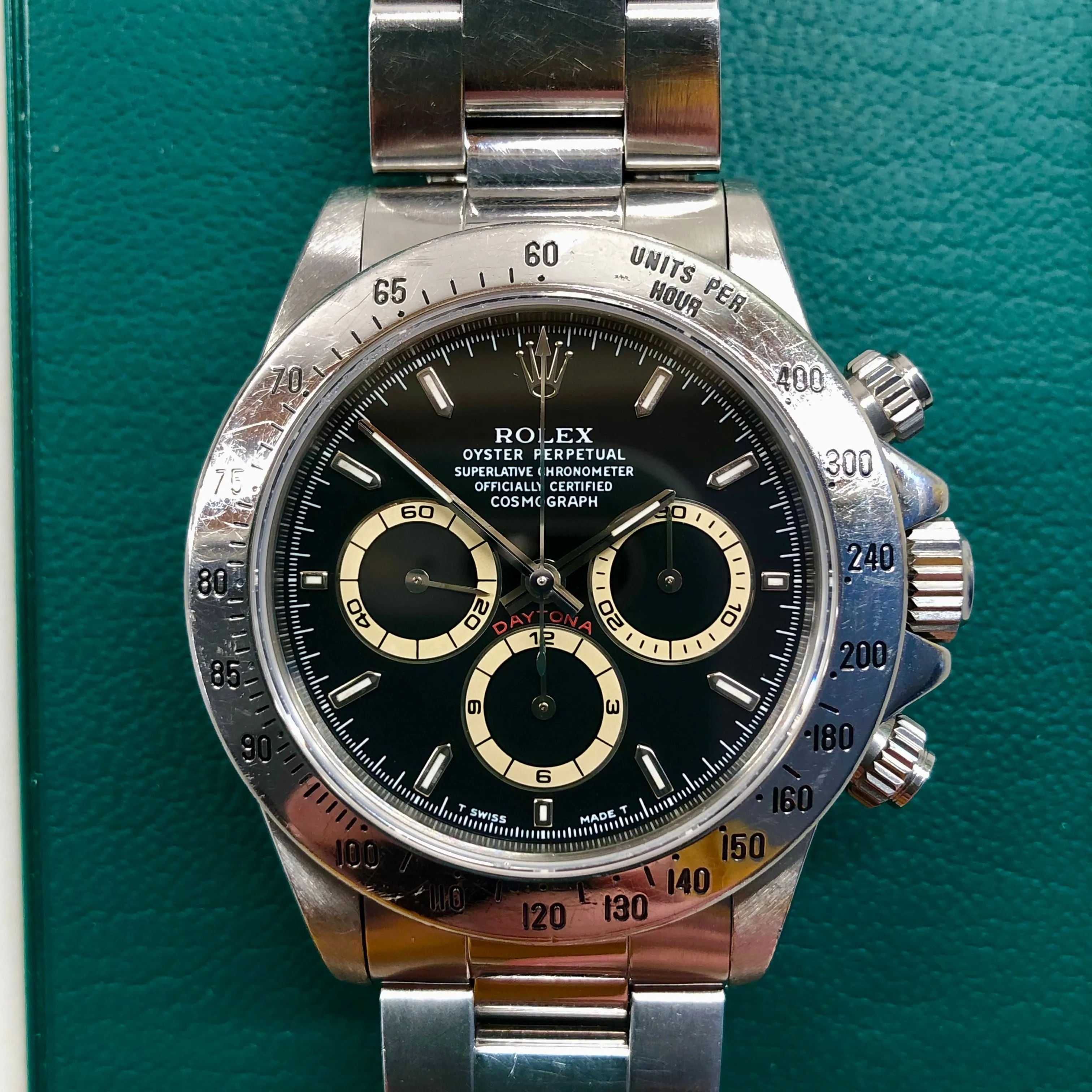 1995 Rolex Daytona Zenith 16520 Patrizzi Black Dial Steel Automatic Chronograph Wristwatch