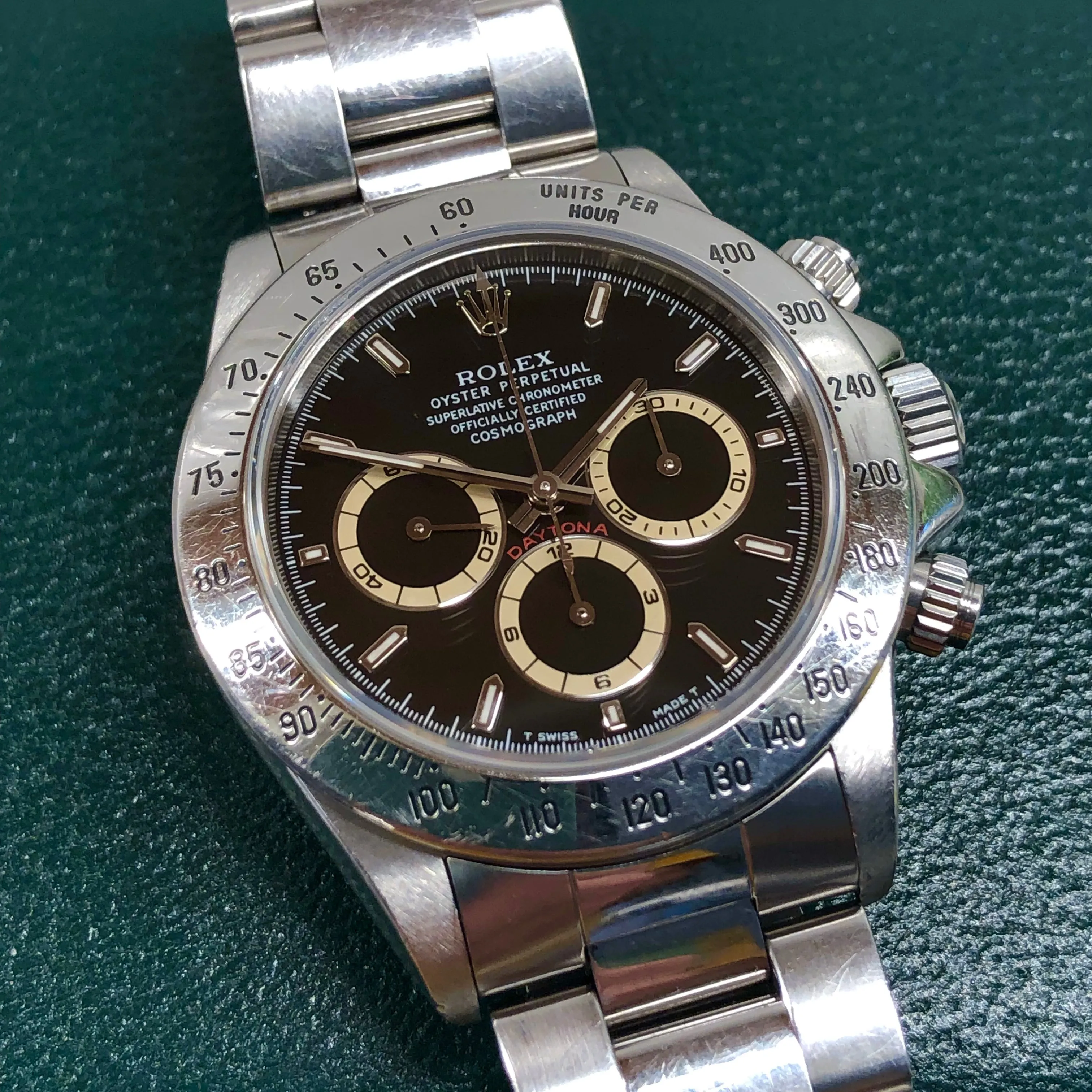1995 Rolex Daytona Zenith 16520 Patrizzi Black Dial Steel Automatic Chronograph Wristwatch