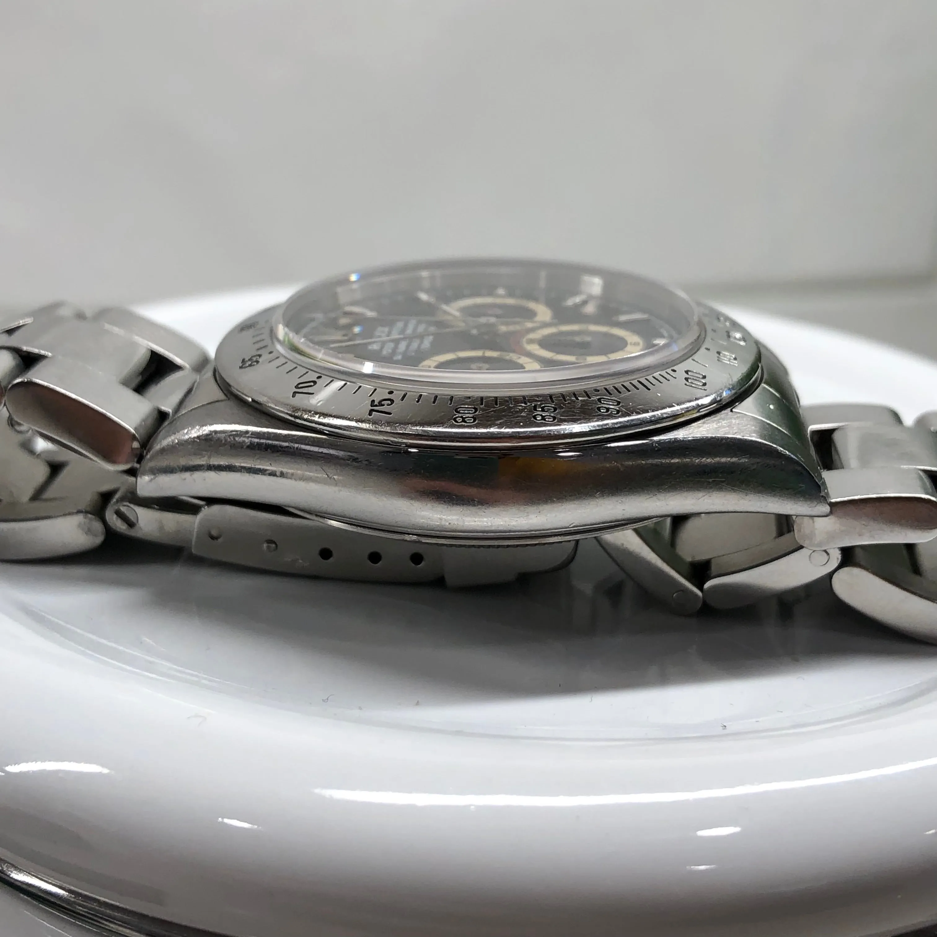 1995 Rolex Daytona Zenith 16520 Patrizzi Black Dial Steel Automatic Chronograph Wristwatch