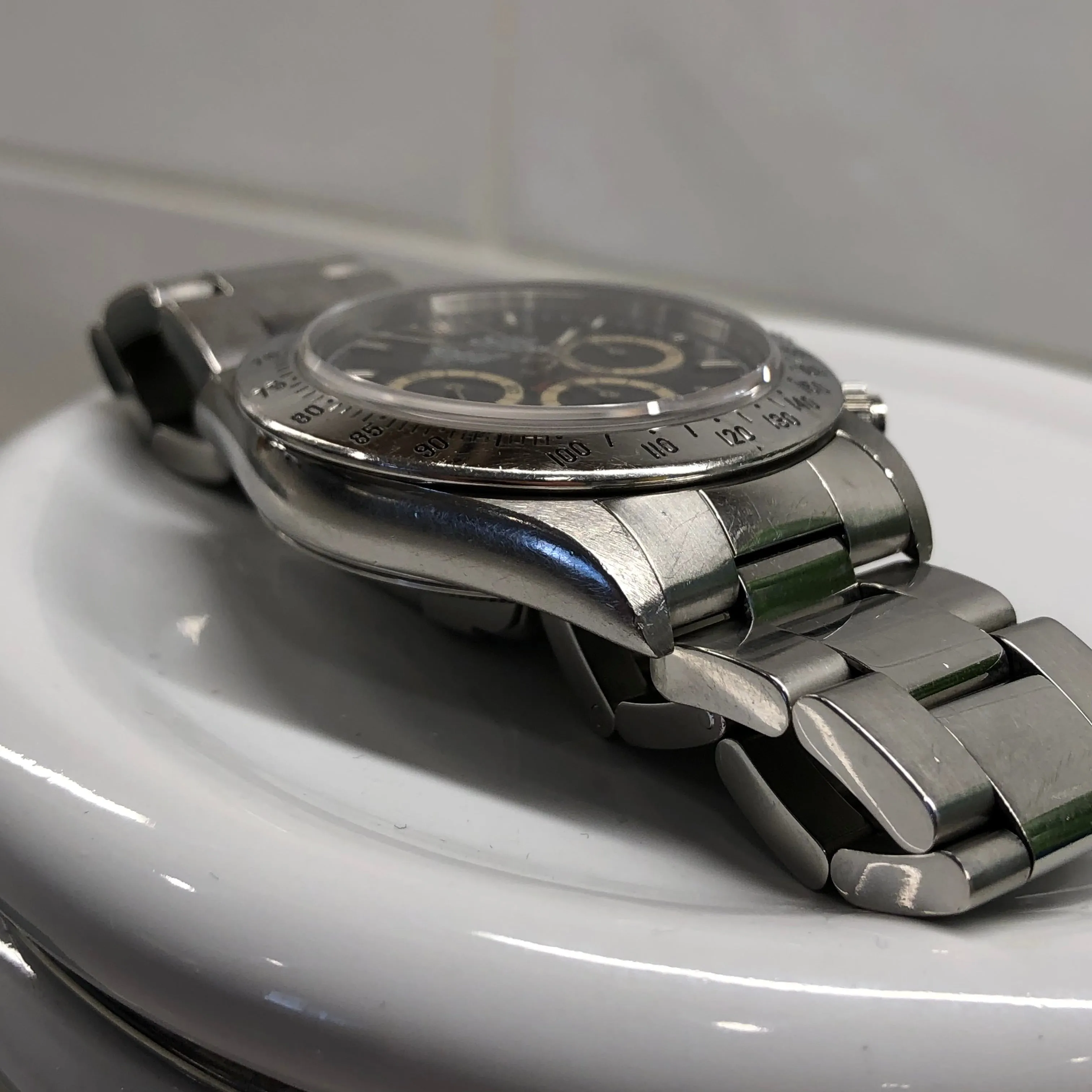 1995 Rolex Daytona Zenith 16520 Patrizzi Black Dial Steel Automatic Chronograph Wristwatch
