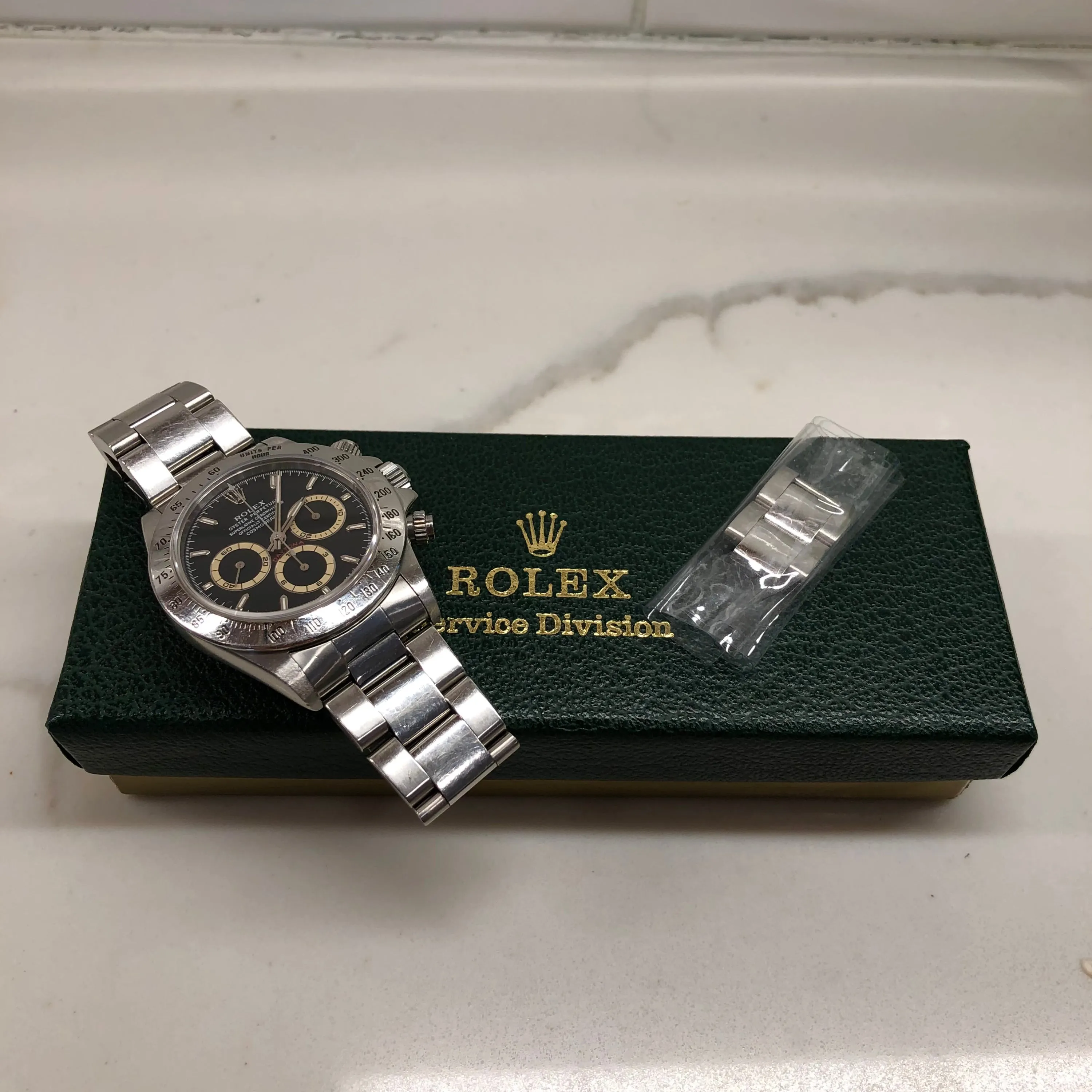 1995 Rolex Daytona Zenith 16520 Patrizzi Black Dial Steel Automatic Chronograph Wristwatch