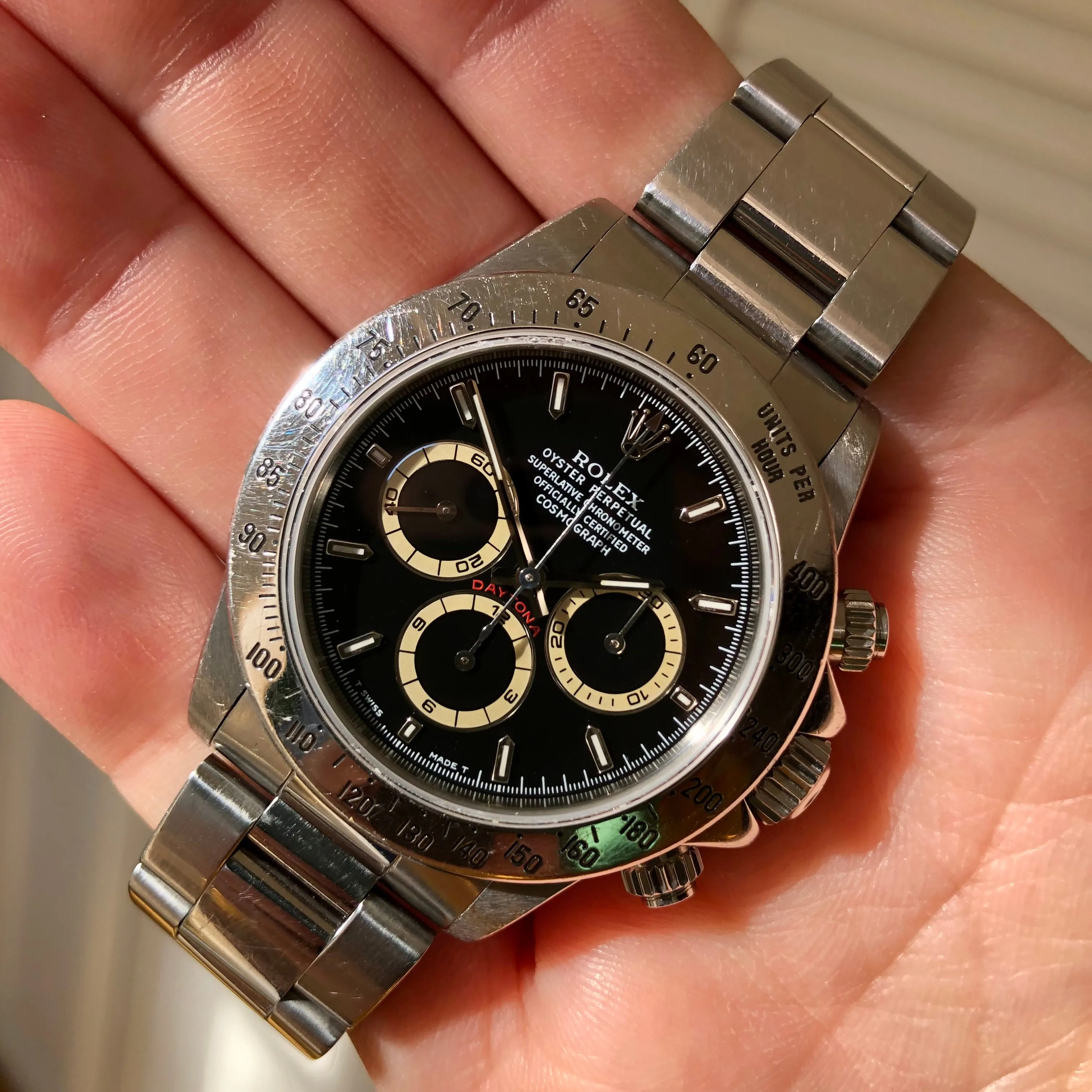 1995 Rolex Daytona Zenith 16520 Patrizzi Black Dial Steel Automatic Chronograph Wristwatch