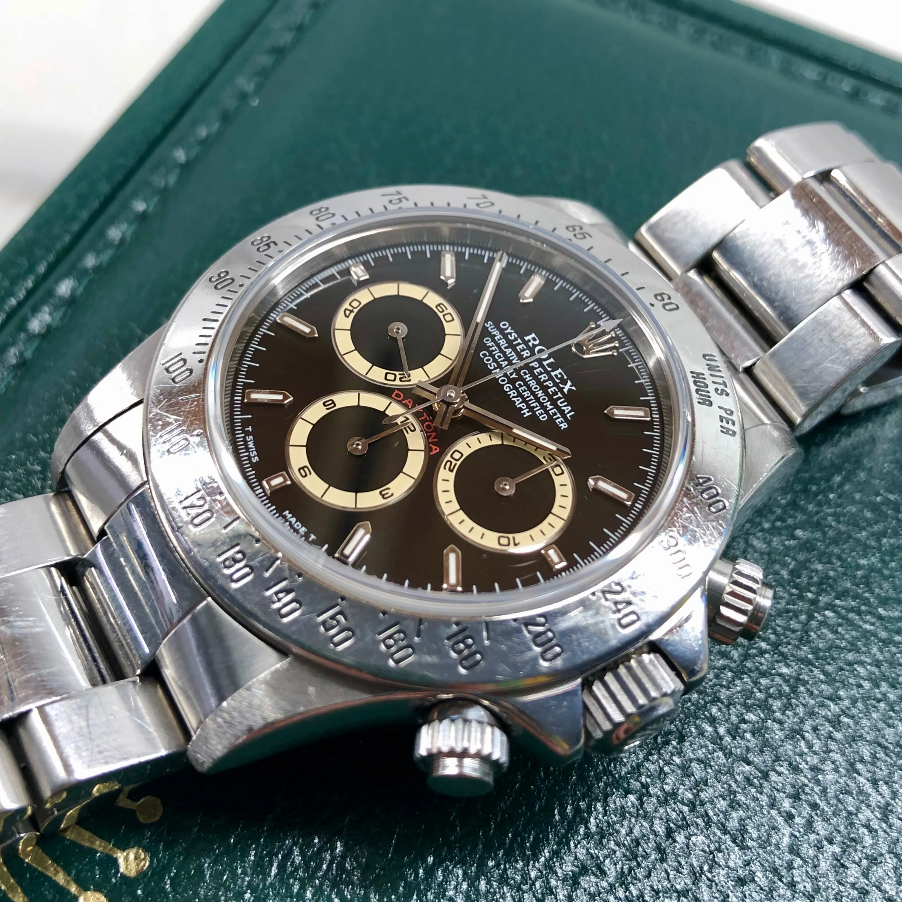 1995 Rolex Daytona Zenith 16520 Patrizzi Black Dial Steel Automatic Chronograph Wristwatch