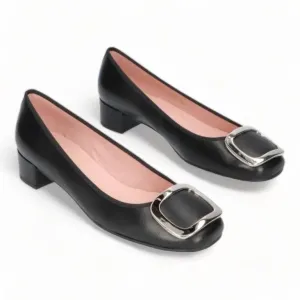 47538 - Black Soft Leather Heel for Teen/Women by Pretty Ballerinas