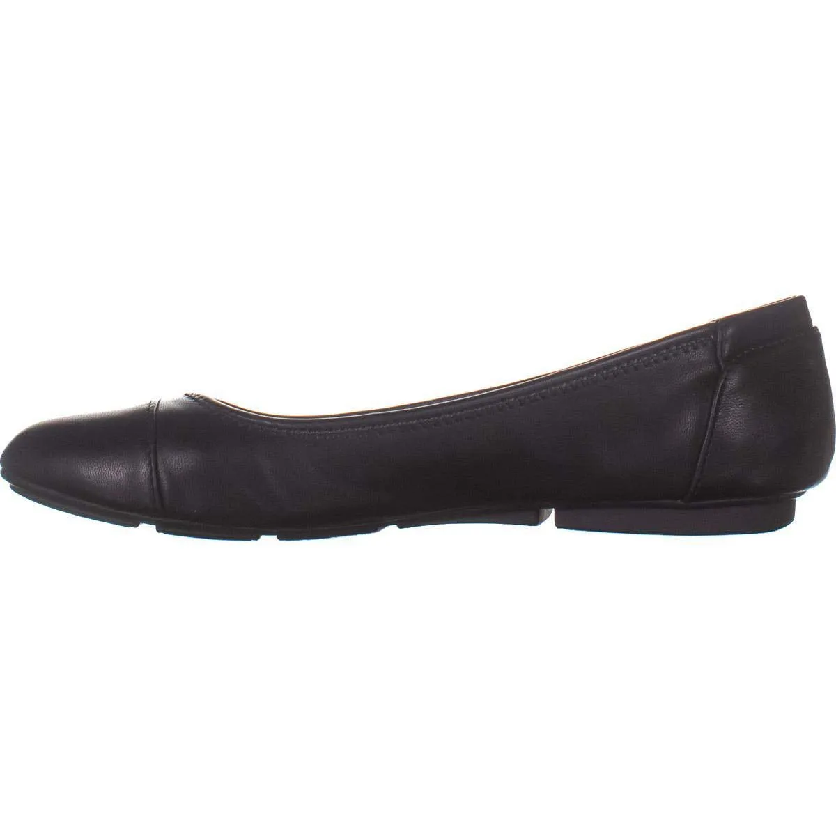 Alfani Womens Tavii Cap Toe Ballet Flats, Black Smooth, Size 8.0