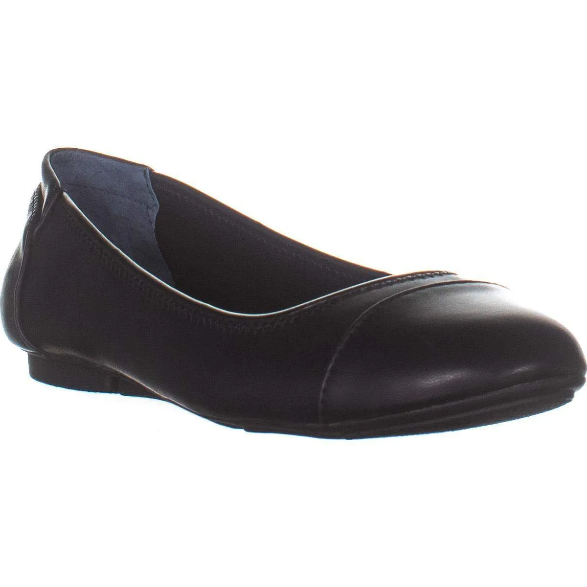 Alfani Womens Tavii Cap Toe Ballet Flats, Black Smooth, Size 8.0