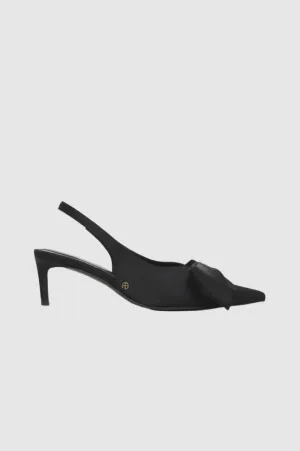 Anine Bing Nina Heels with Bow in Black Satin