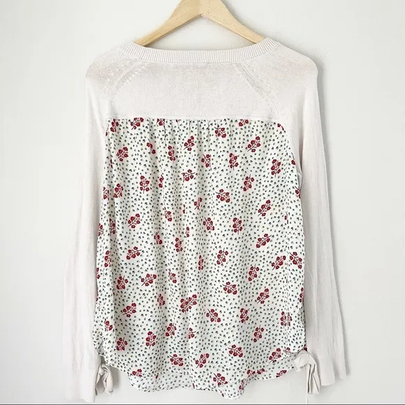 Ann Taylor Loft Cream White Layered Floral Sweater