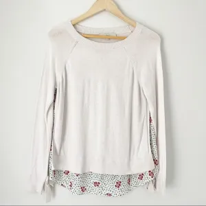 Ann Taylor Loft Cream White Layered Floral Sweater