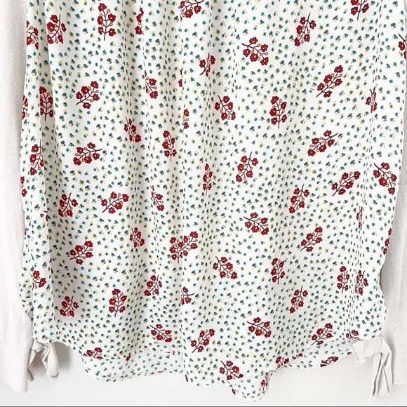 Ann Taylor Loft Cream White Layered Floral Sweater