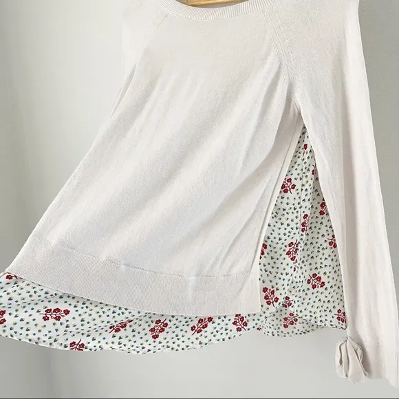 Ann Taylor Loft Cream White Layered Floral Sweater