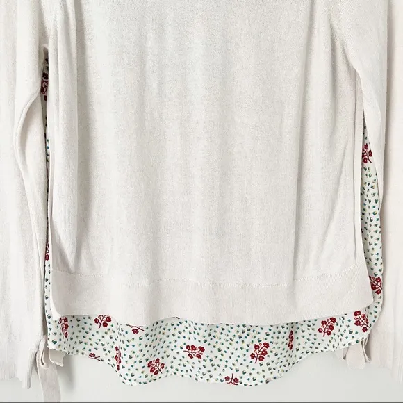 Ann Taylor Loft Cream White Layered Floral Sweater