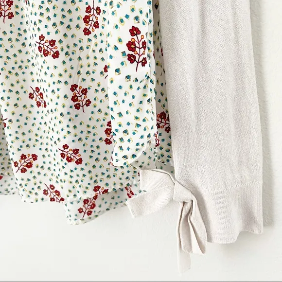 Ann Taylor Loft Cream White Layered Floral Sweater