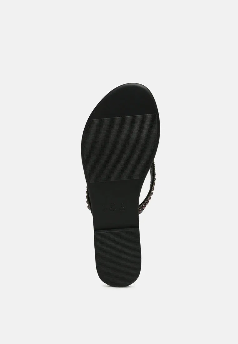 Beaded Strap Thong Flats