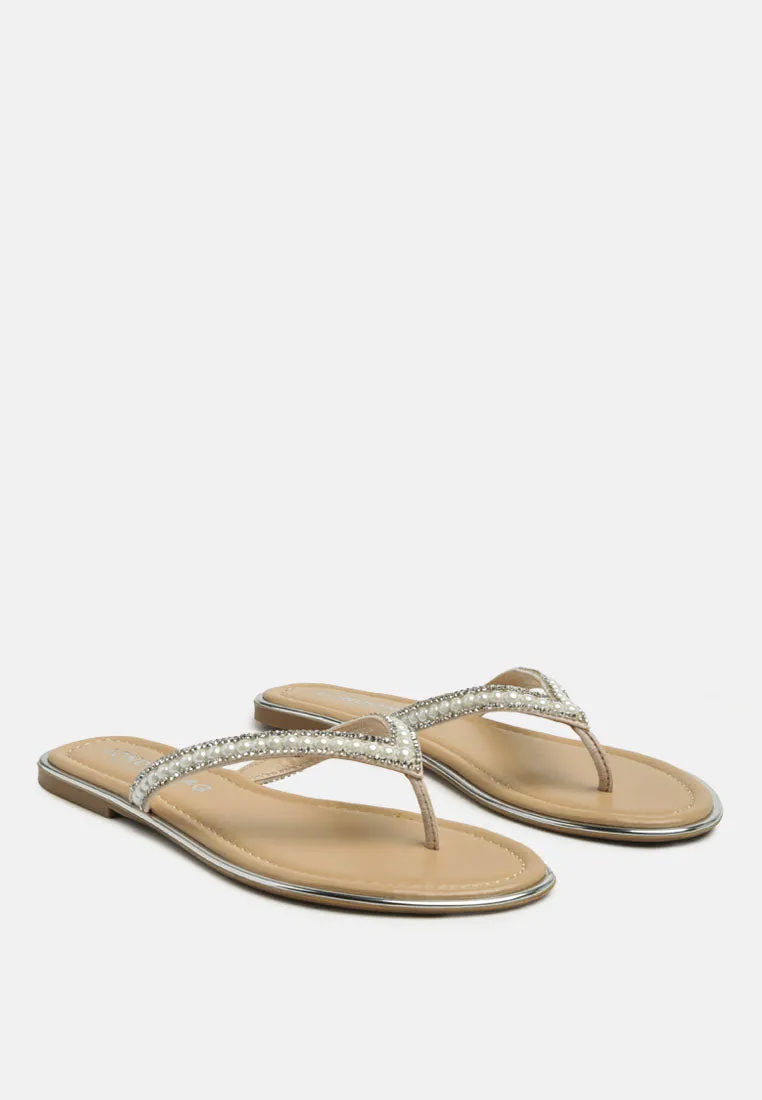 Beaded Strap Thong Flats
