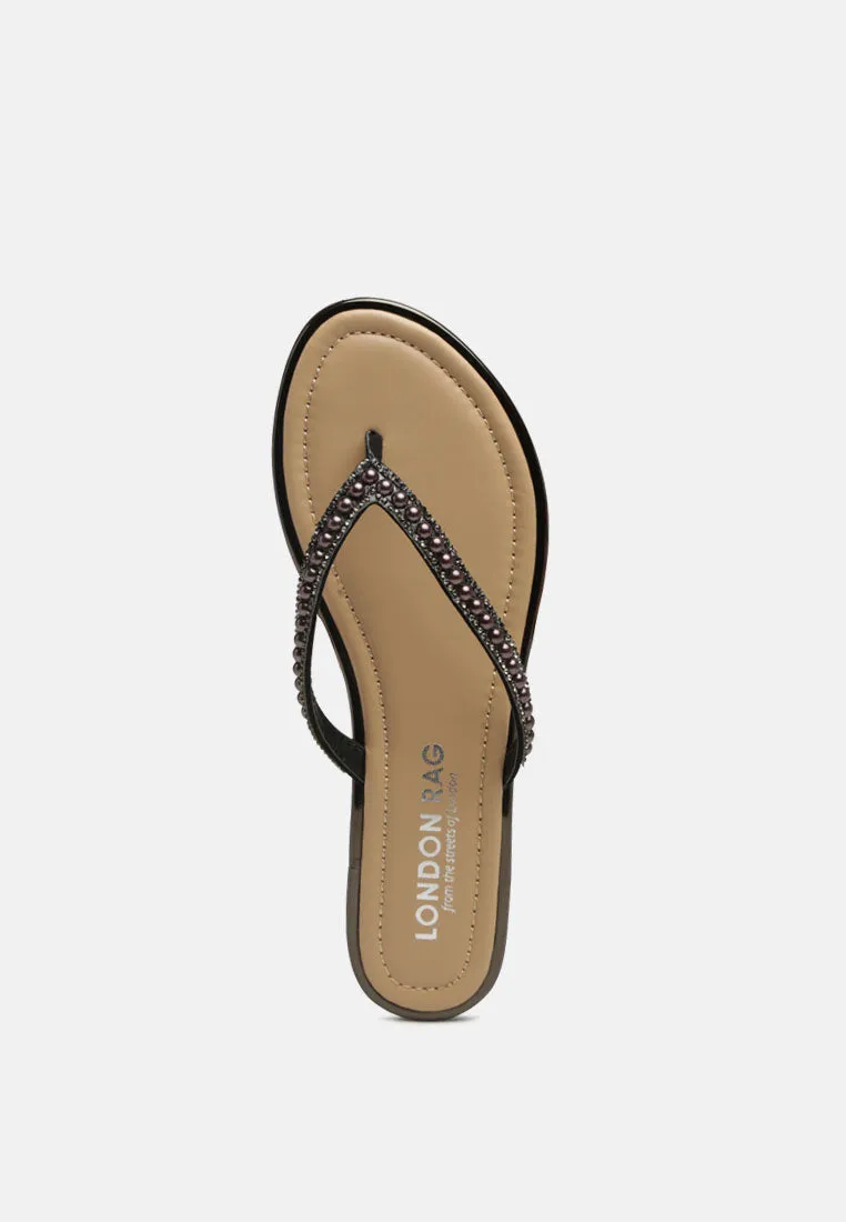 Beaded Strap Thong Flats