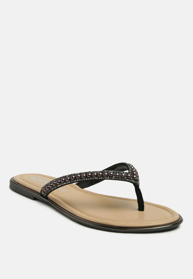 Beaded Strap Thong Flats