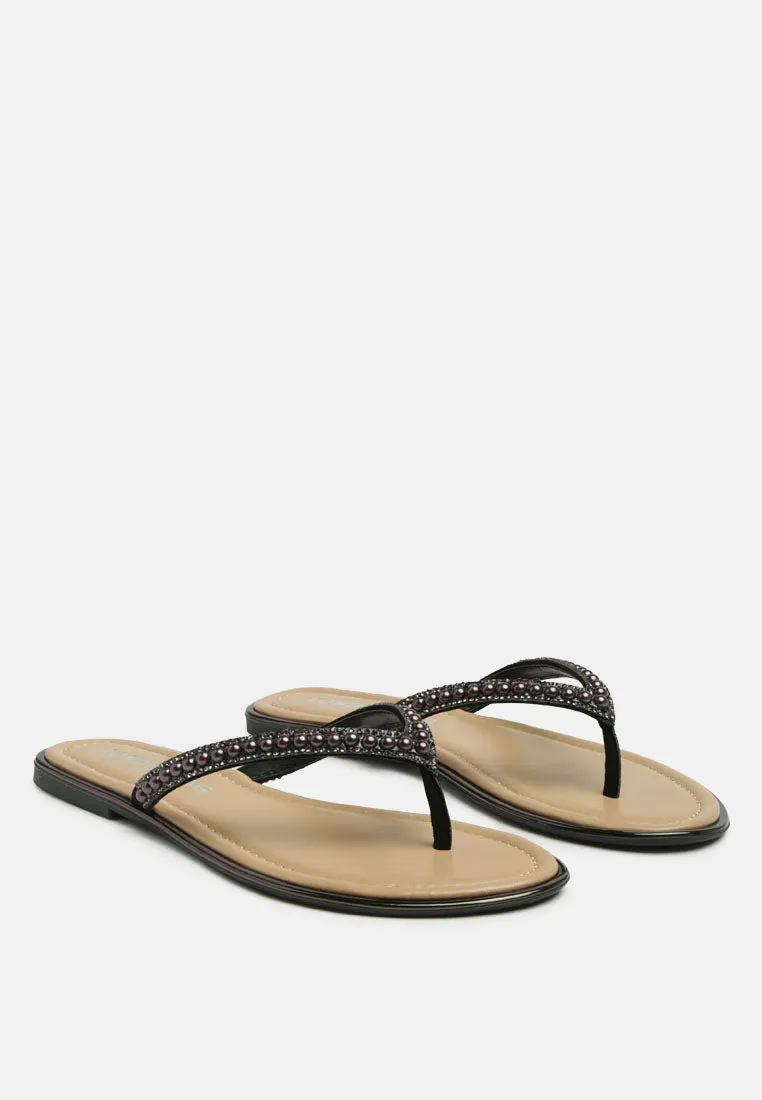 Beaded Strap Thong Flats
