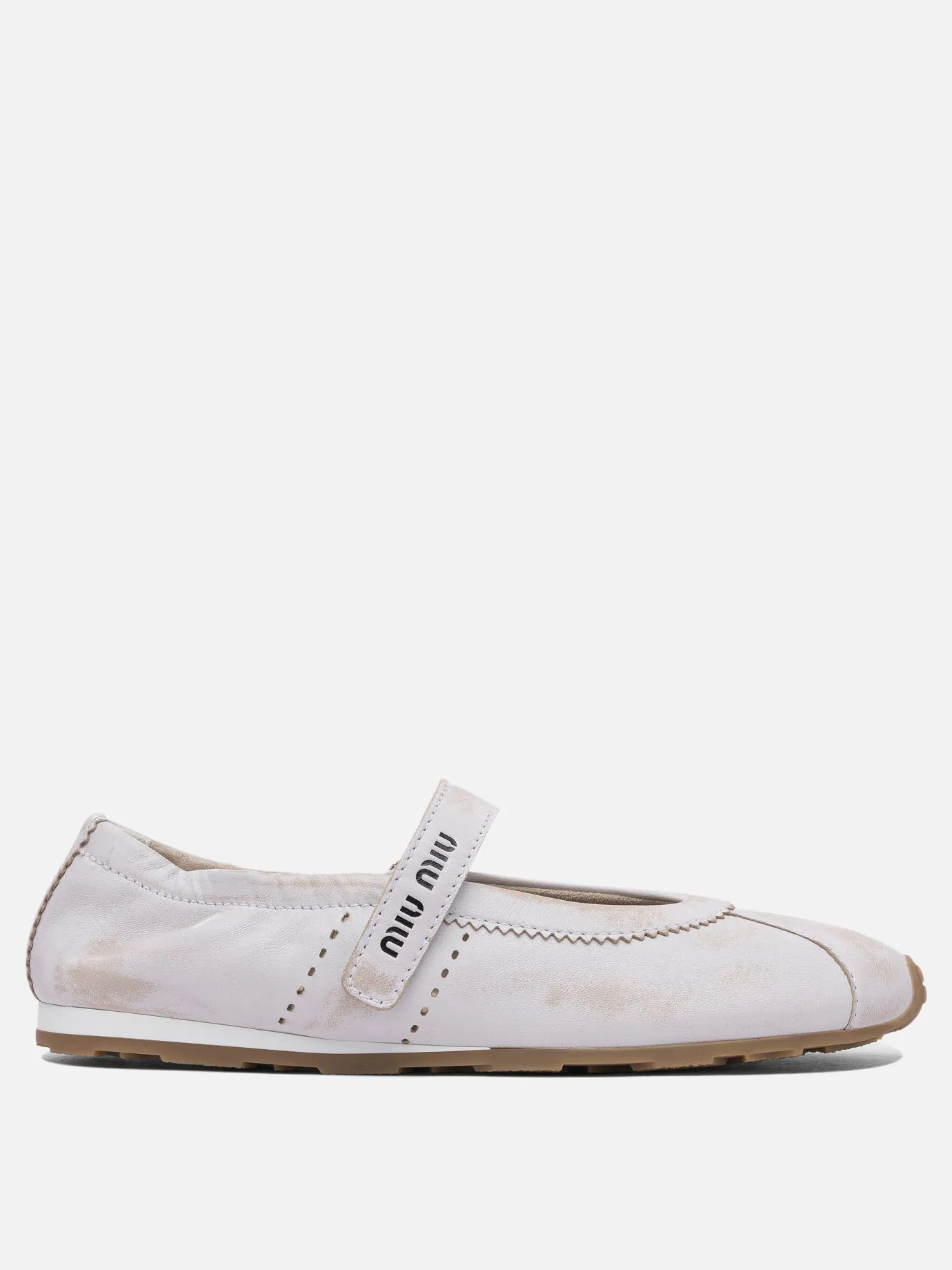 Bleached leather ballet flats