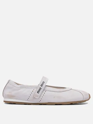 Bleached leather ballet flats
