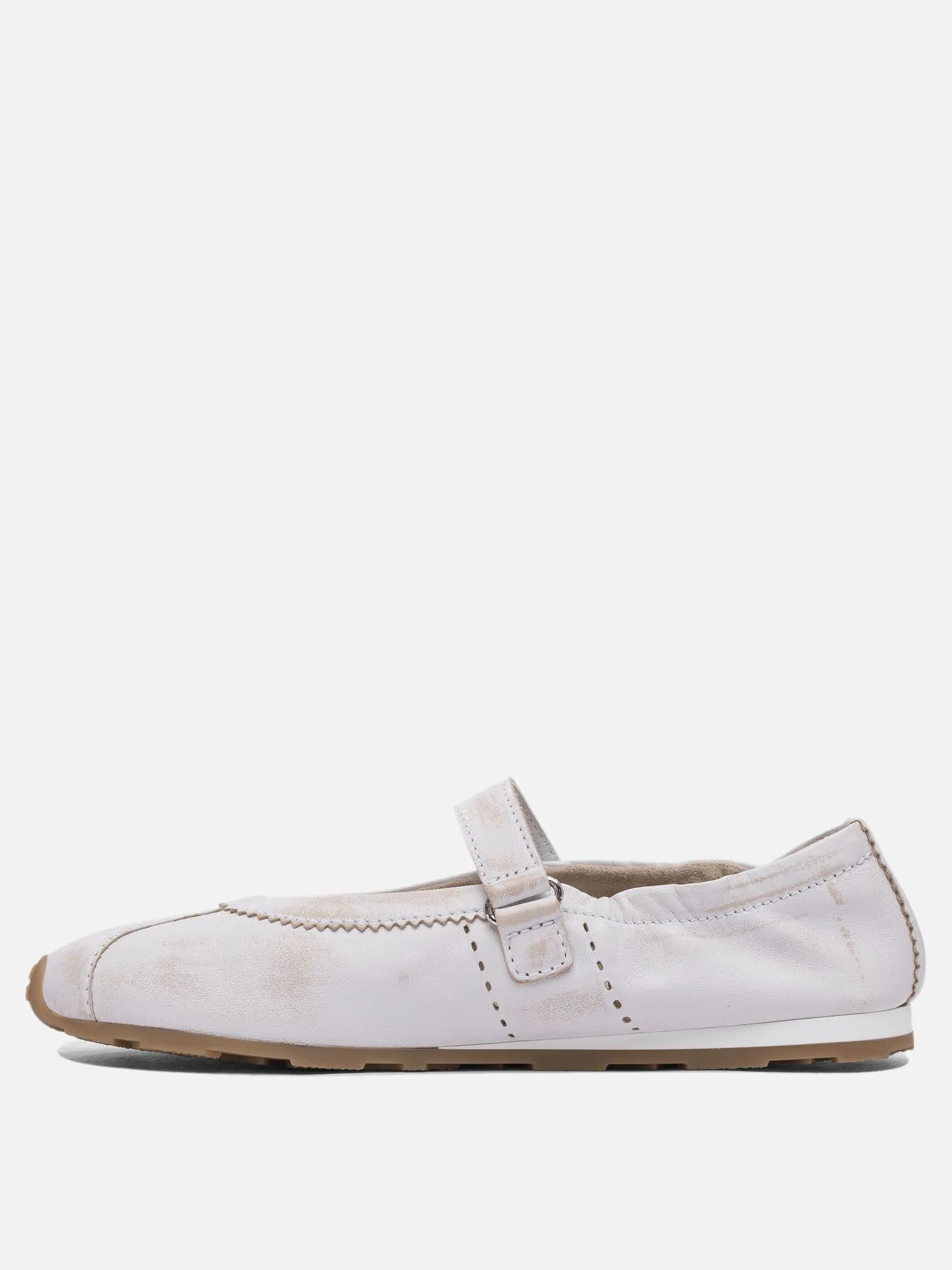 Bleached leather ballet flats