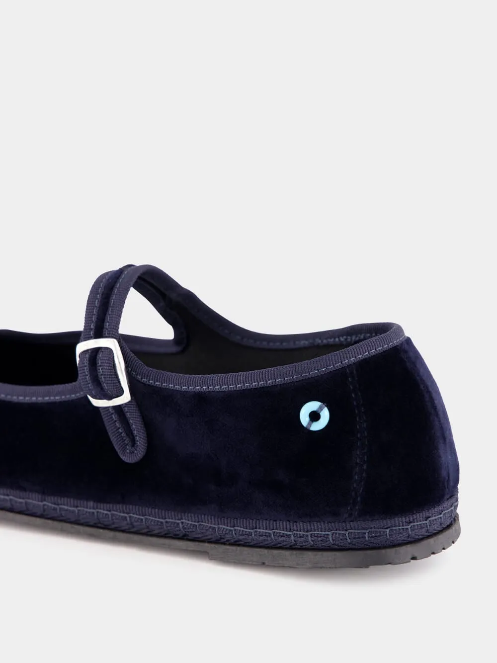 Blue Velvet Mary Jane Flats