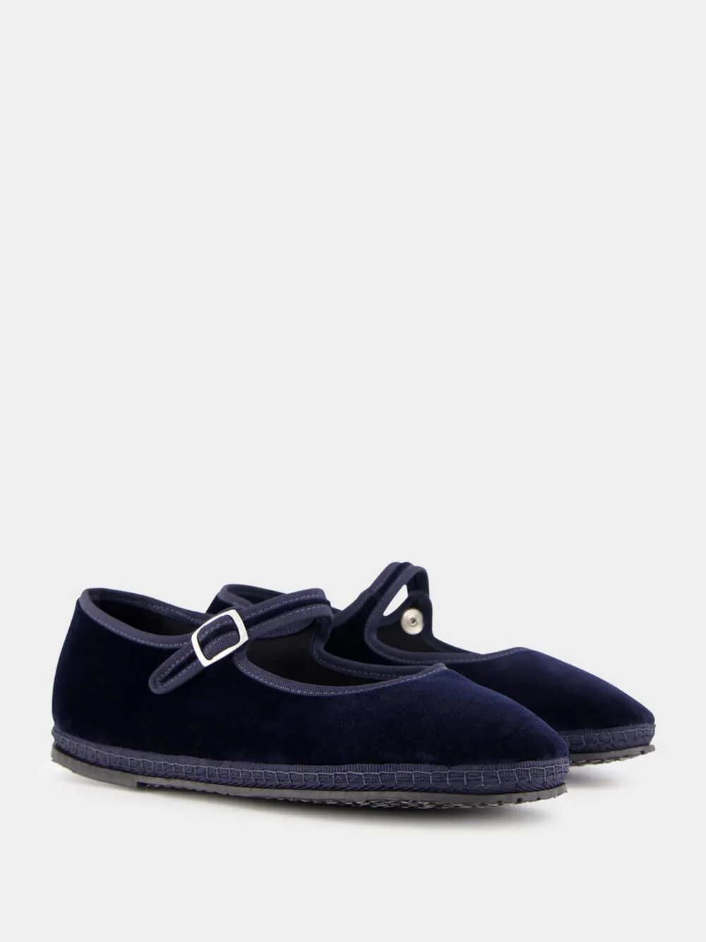 Blue Velvet Mary Jane Flats