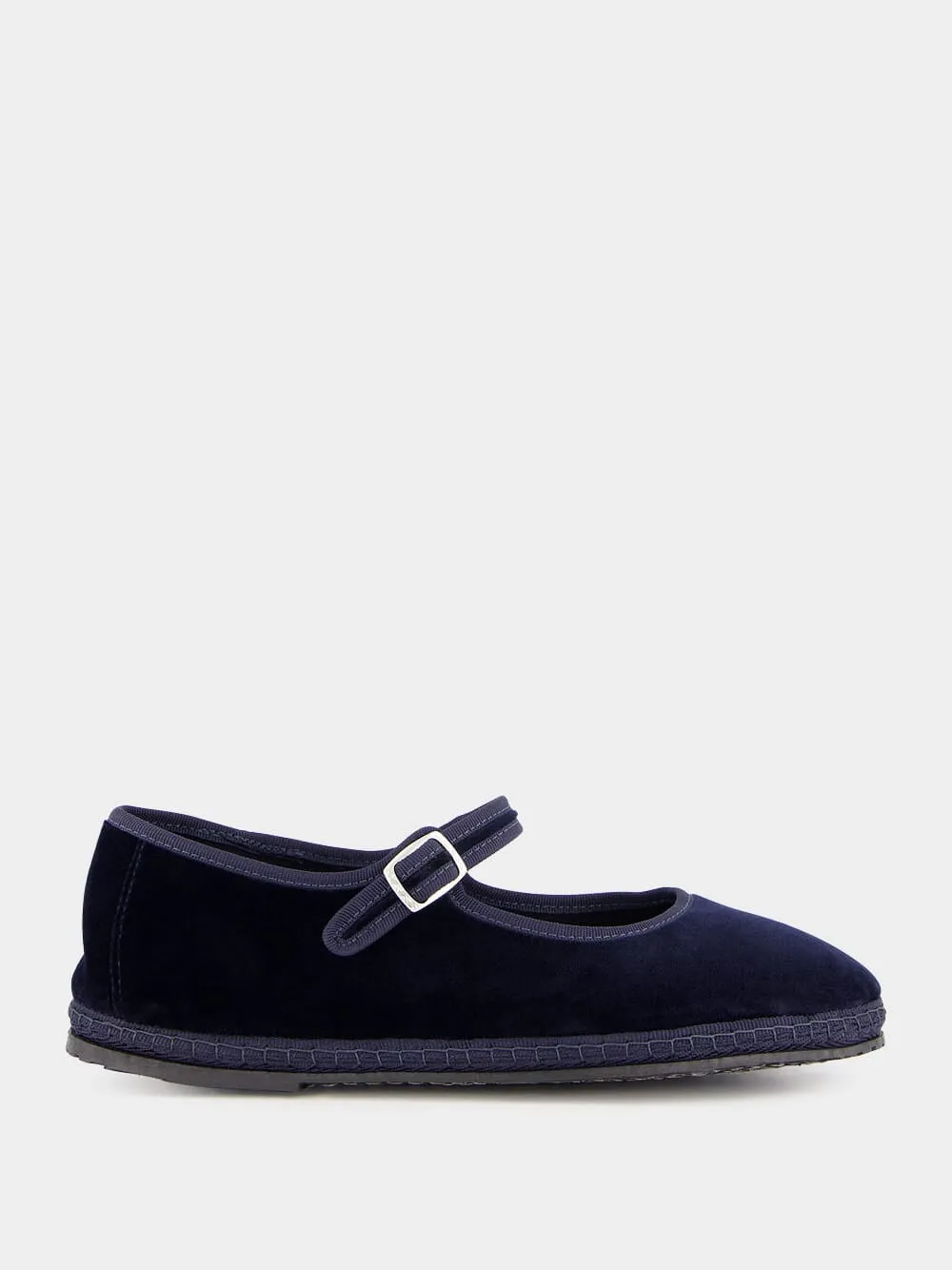 Blue Velvet Mary Jane Flats