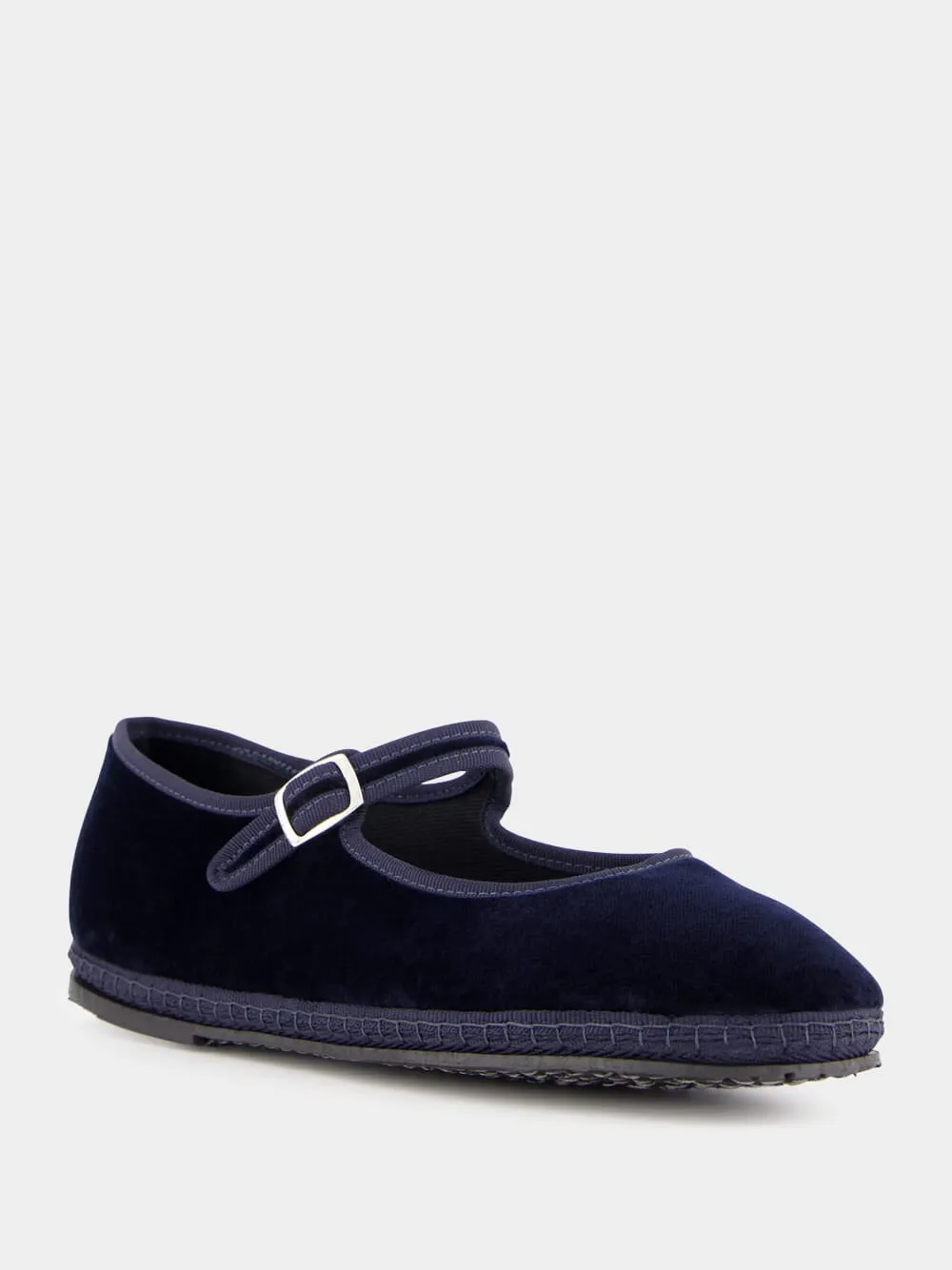 Blue Velvet Mary Jane Flats