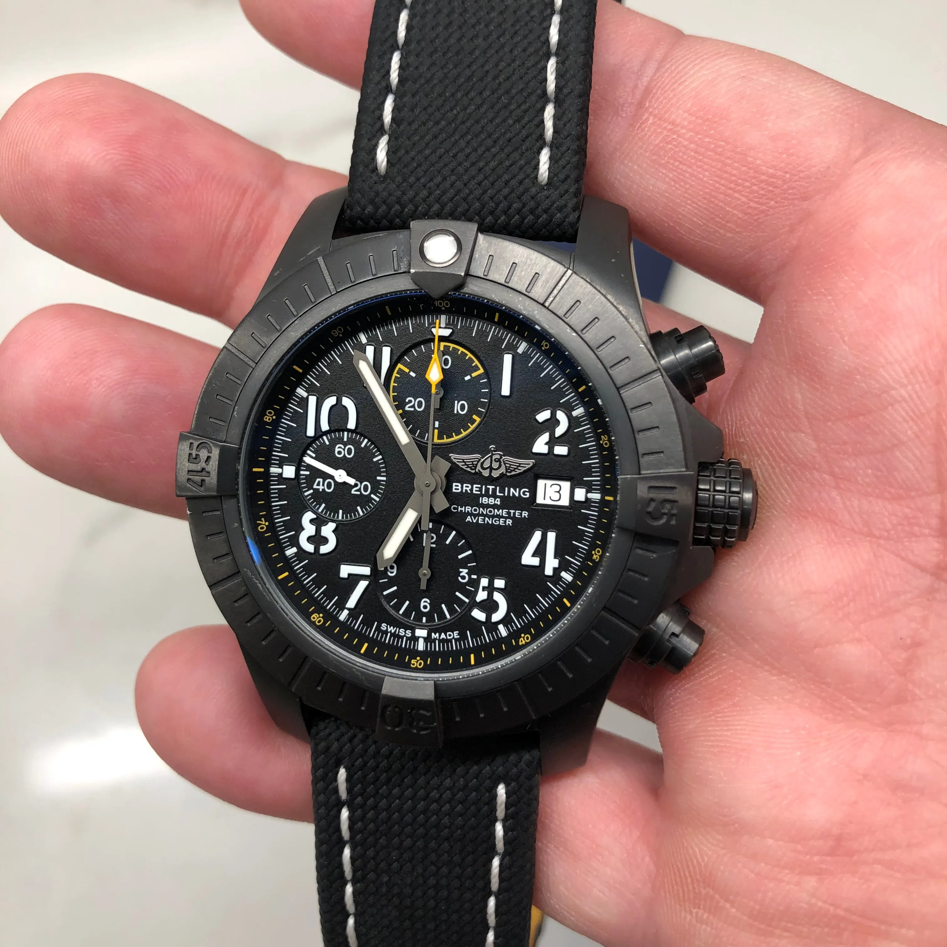 Breitling Avenger Night Mission V13317 Chronograph Automatic Chronometer Black Dial with Box and Papers