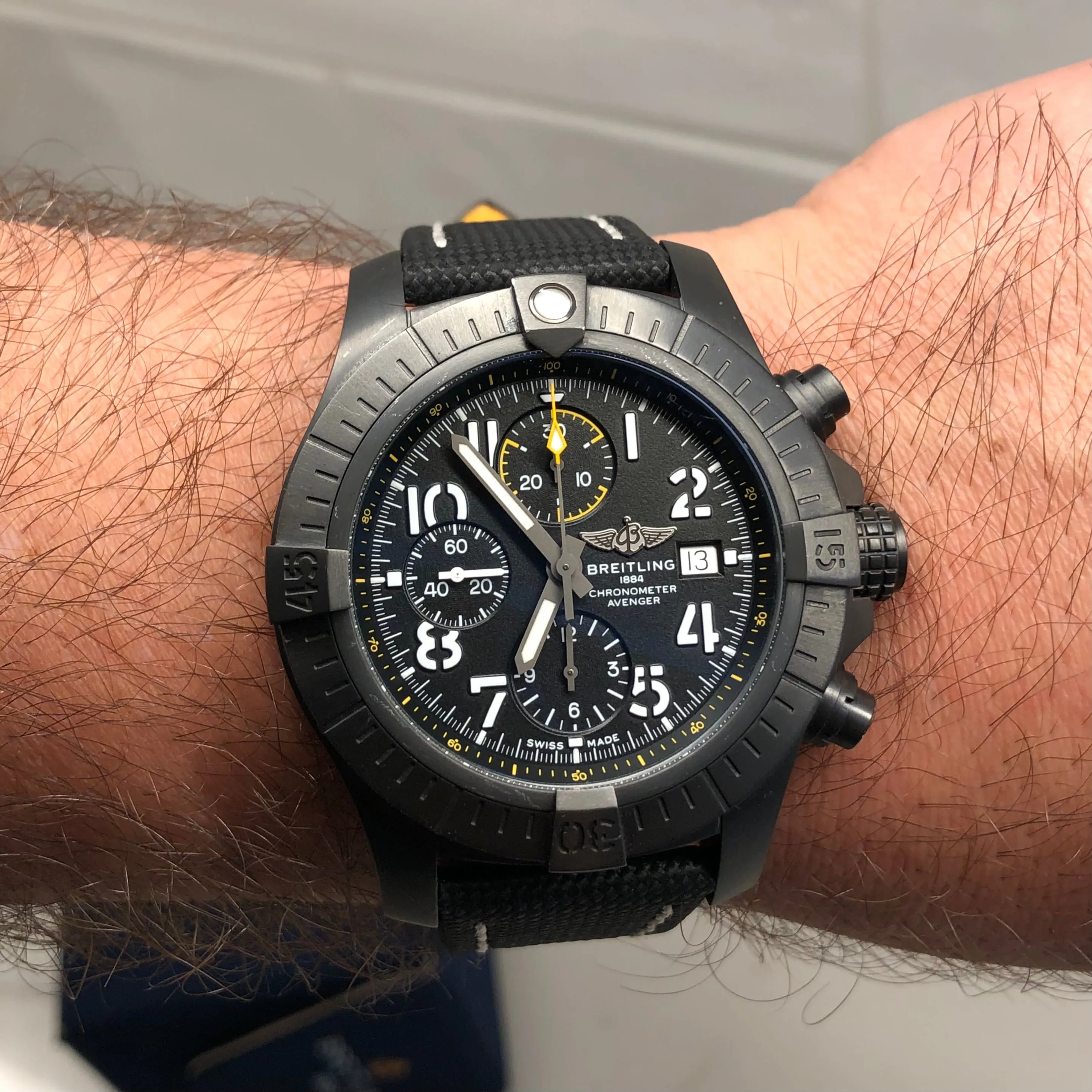 Breitling Avenger Night Mission V13317 Chronograph Automatic Chronometer Black Dial with Box and Papers