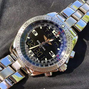 Breitling B-1 A68362 Stainless Steel Digital Analog Black Chronograph Wristwatch