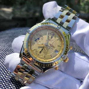 Breitling Chronomat 13050 Chronograph Two Tone Steel Gold Automatic Wristwatch Box Papers