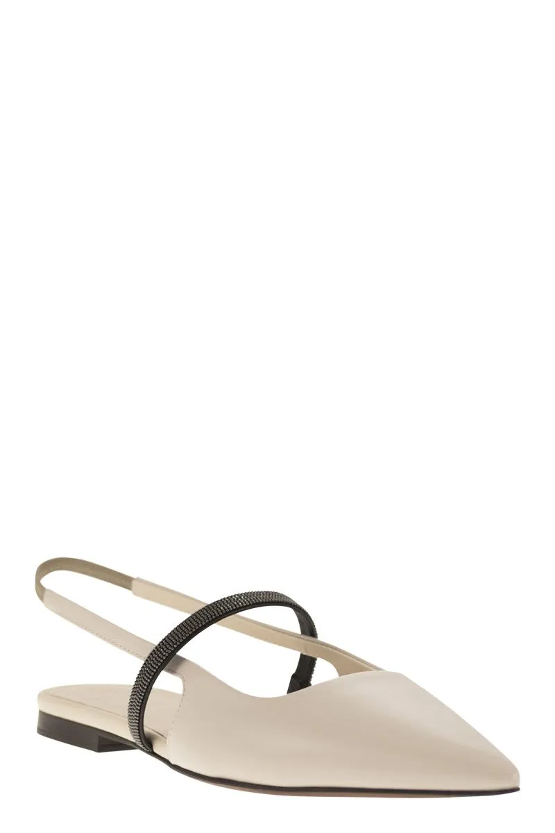BRUNELLO CUCINELLI Soft Nappa Mini Open Flats with Precious Strap