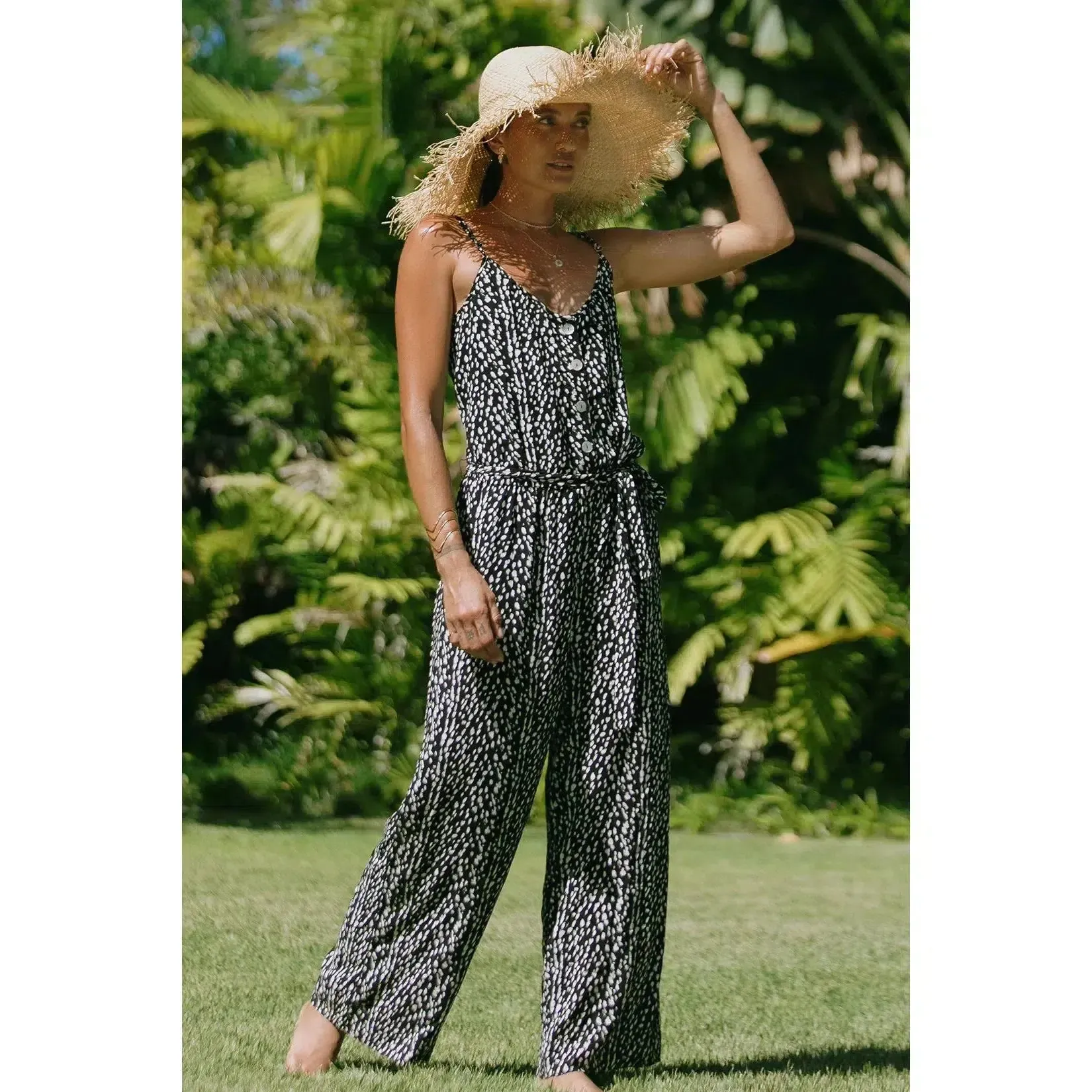 BUTTON FRONT JUMPSUIT W/ POCKETS