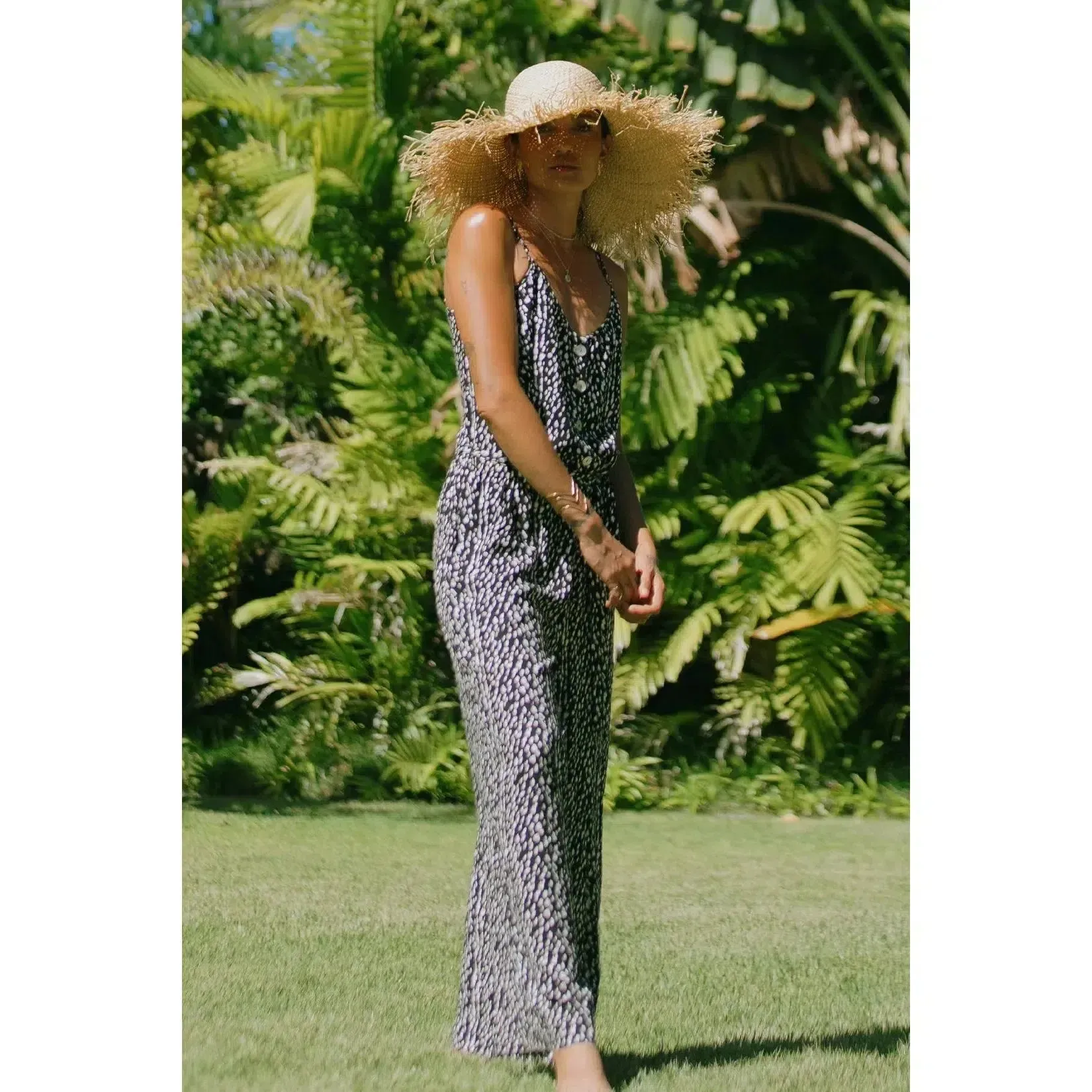 BUTTON FRONT JUMPSUIT W/ POCKETS