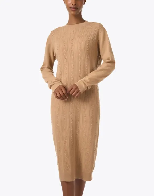 Cammello Beige Stripe Knit Dress