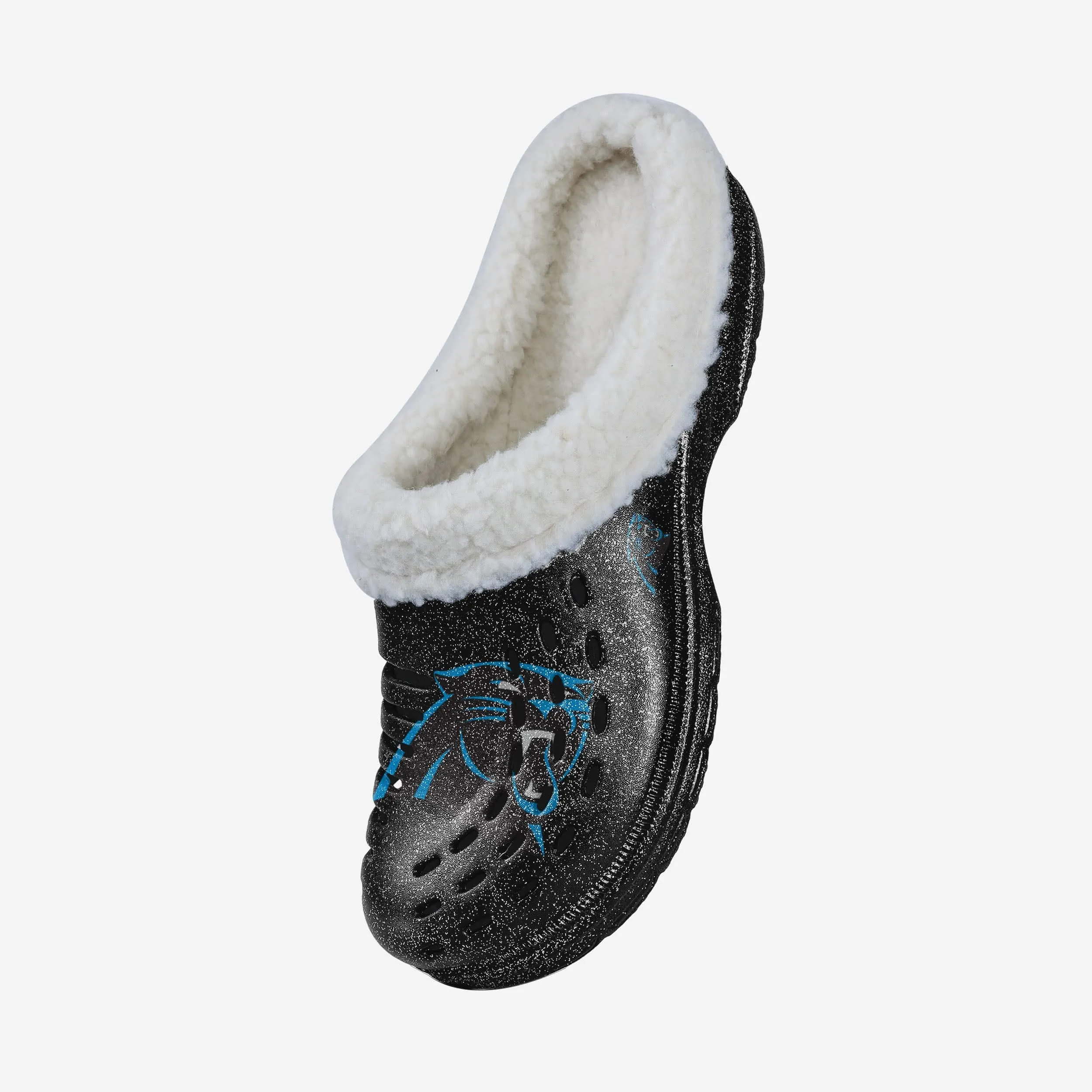 Carolina Panthers Womens Sherpa Lined Glitter Clog