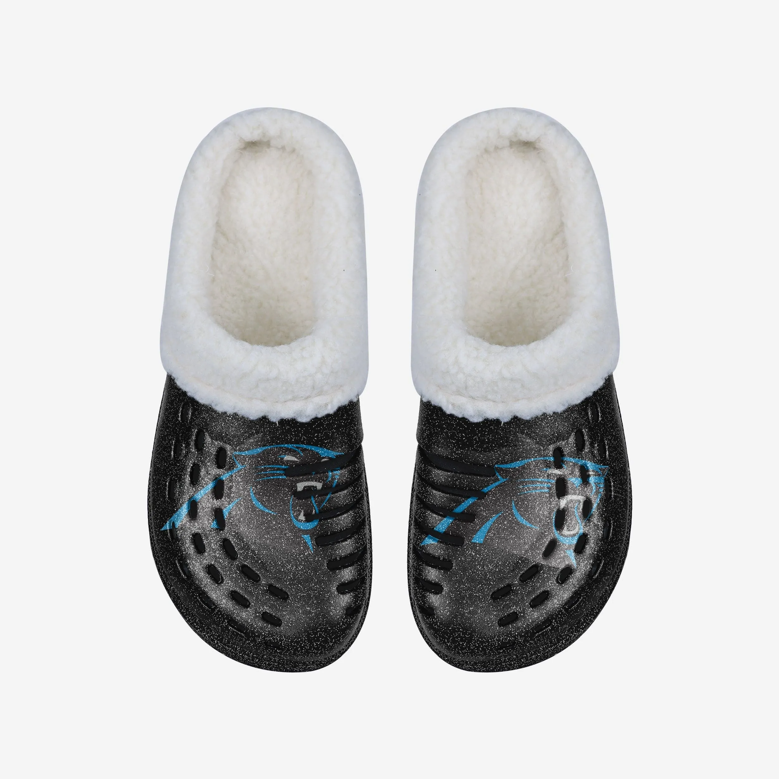 Carolina Panthers Womens Sherpa Lined Glitter Clog
